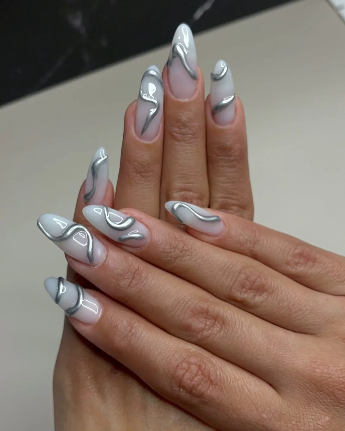 Shimmery Metallic Witchy Nails