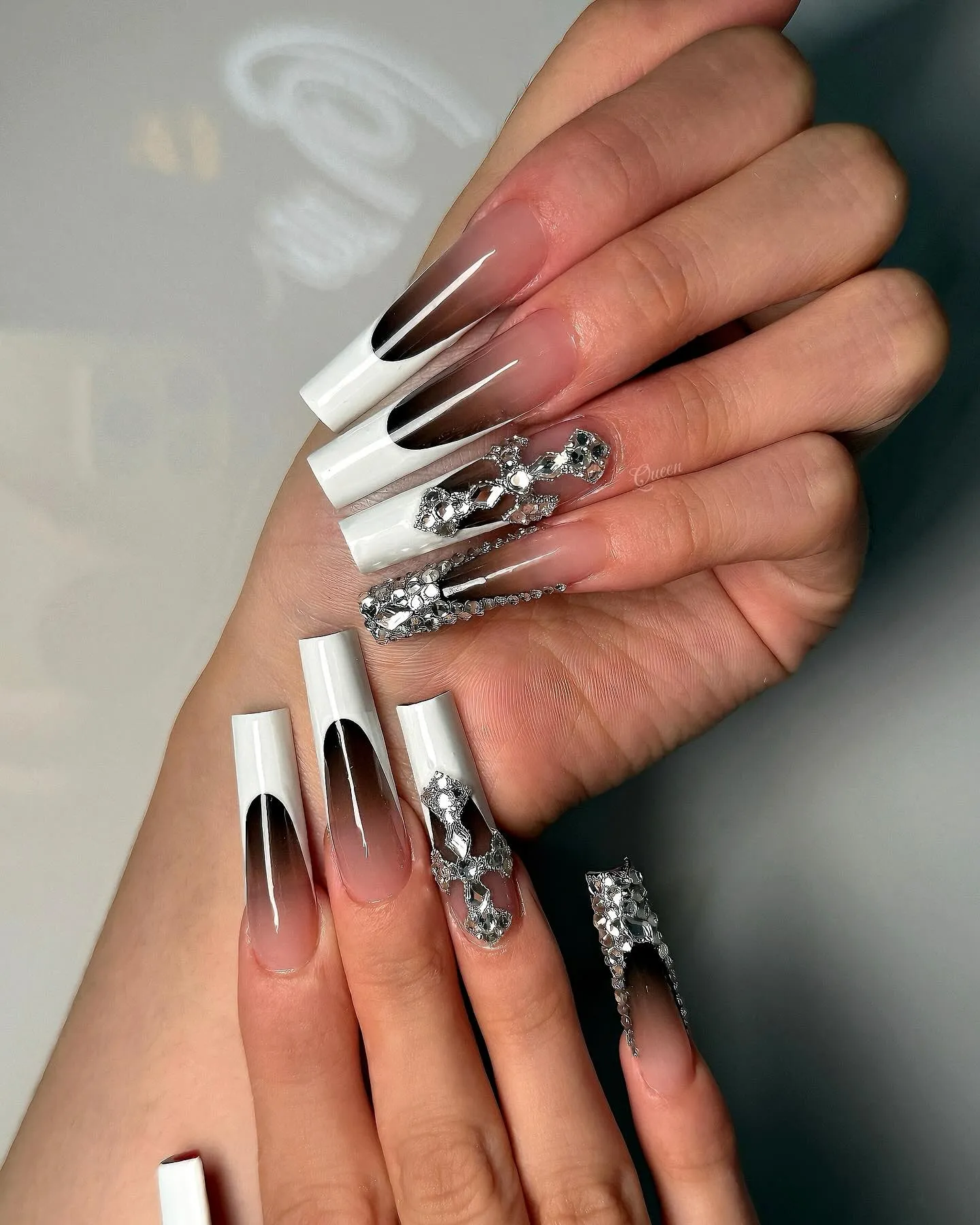 Black and White Acrylic Nails