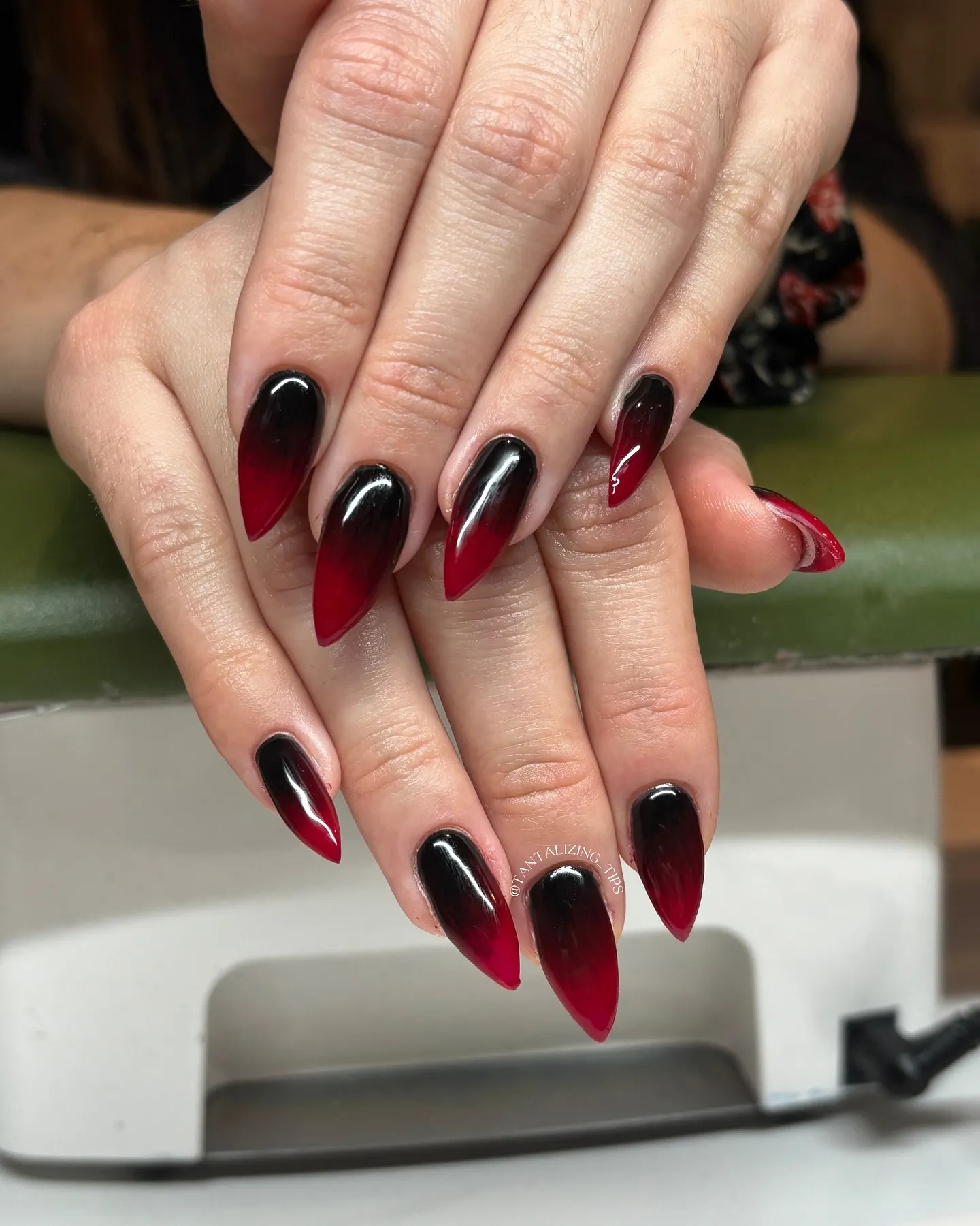 Black Nails with Red Tips