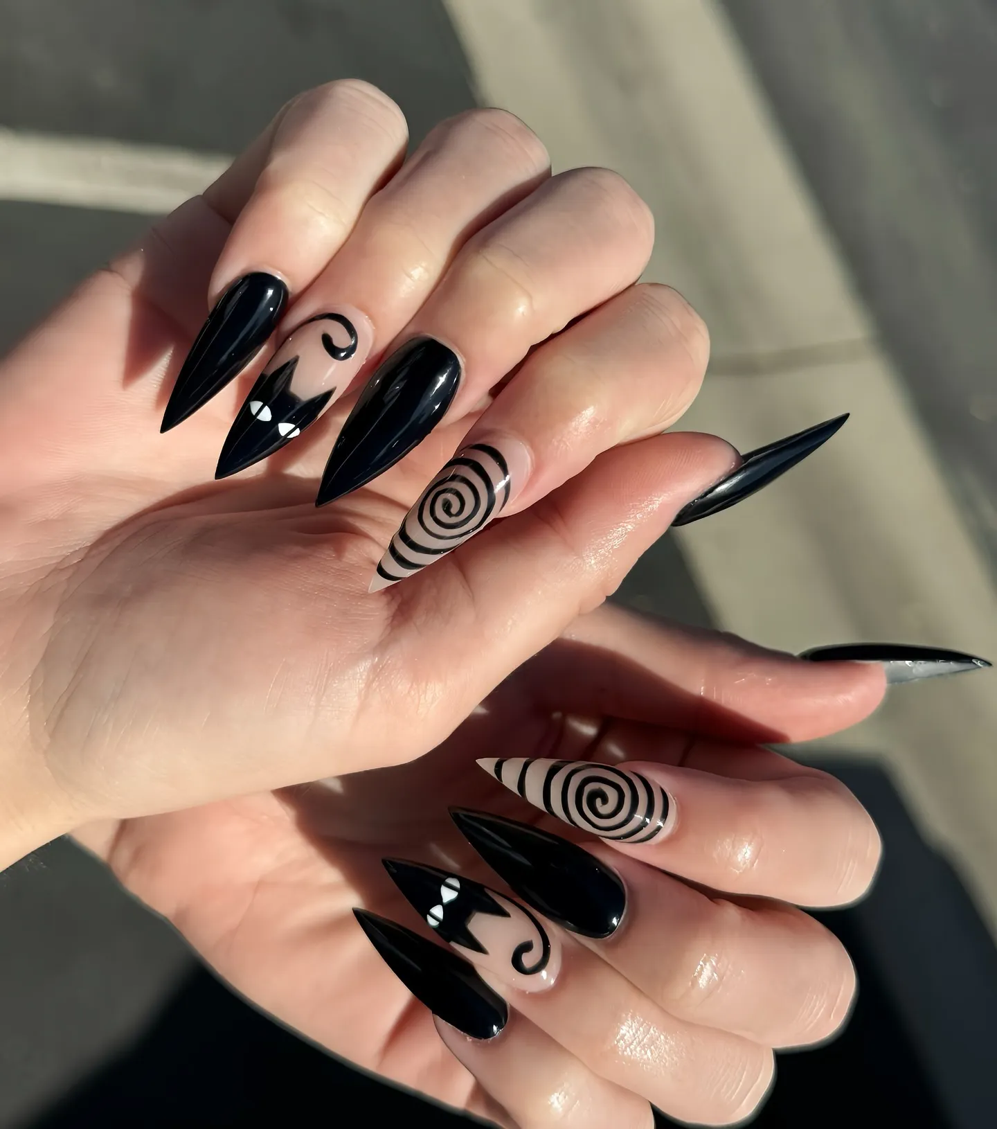 Black Cat Witchy Nails
