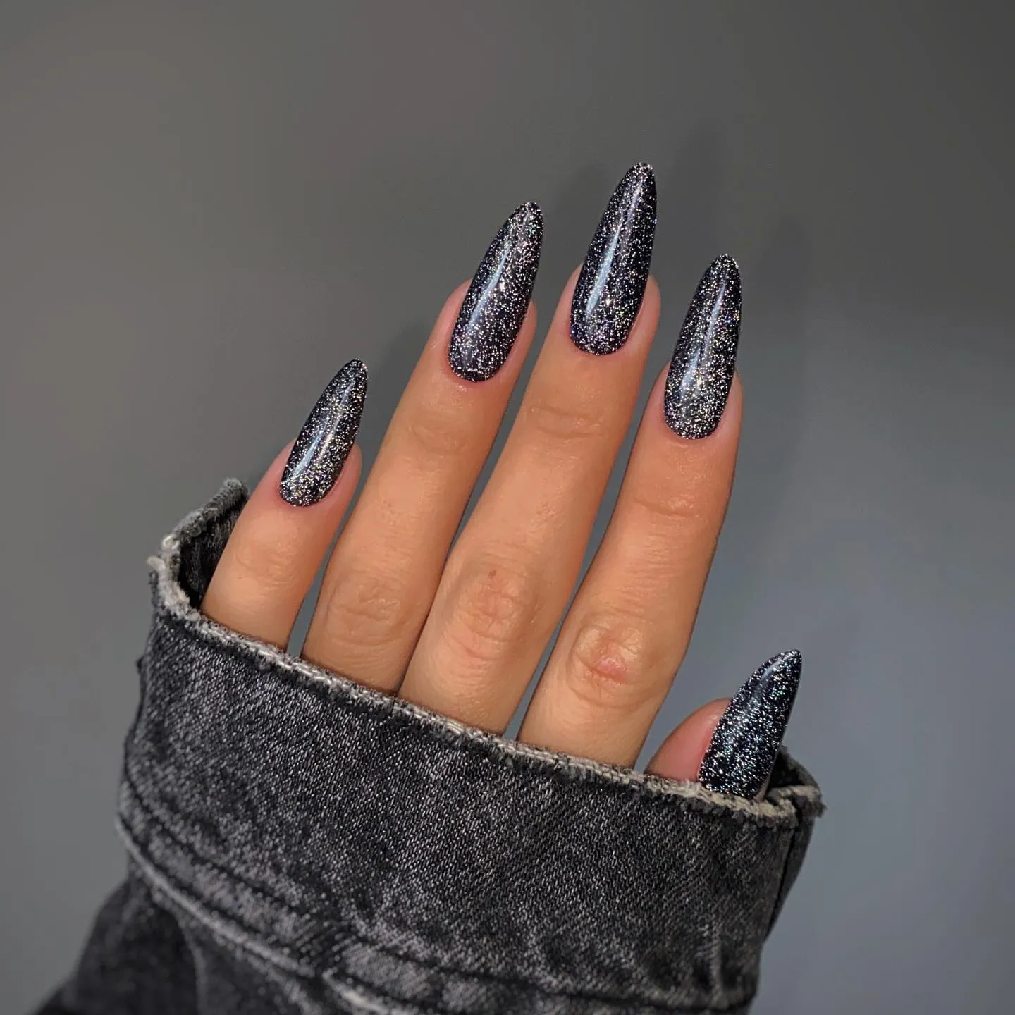 Black Glitter Acrylic Nails