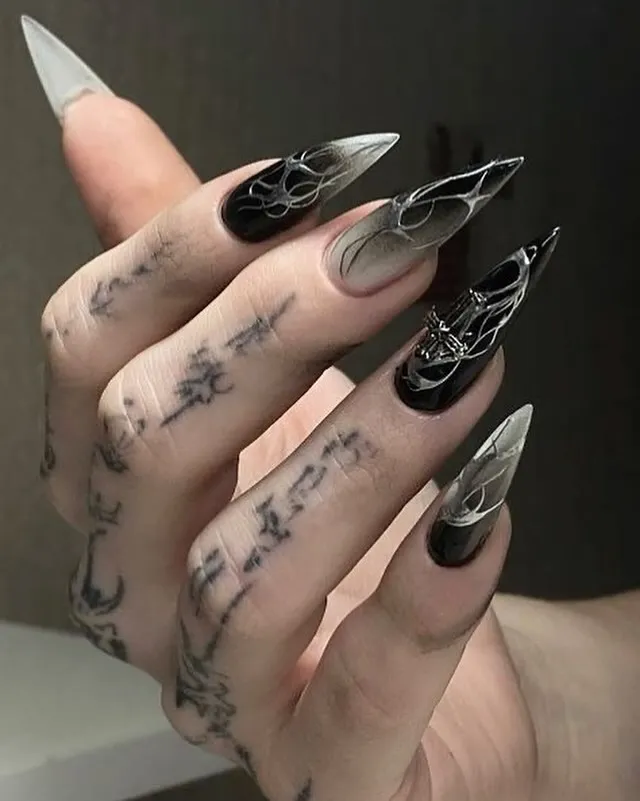 Glossy Black with Silver Accents