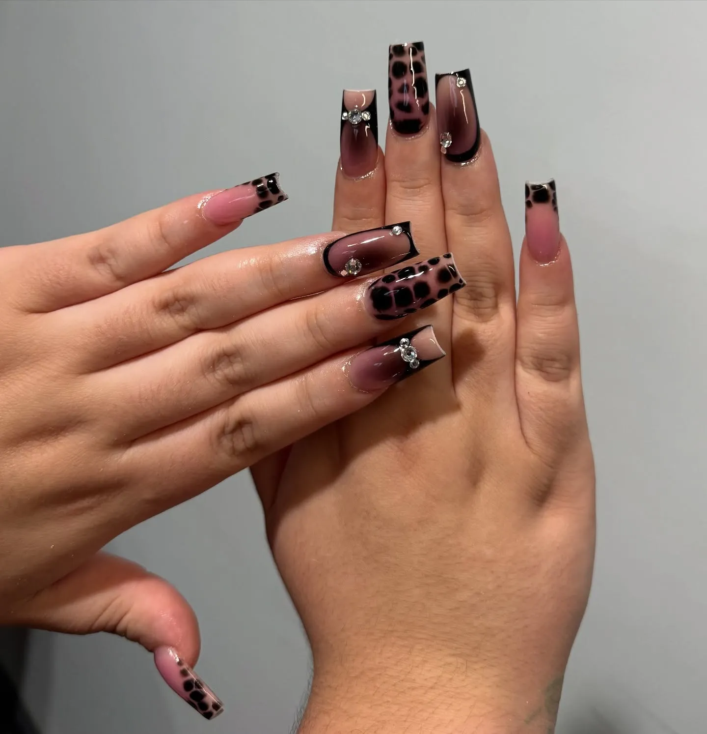 Black Nails with Pastel Accents