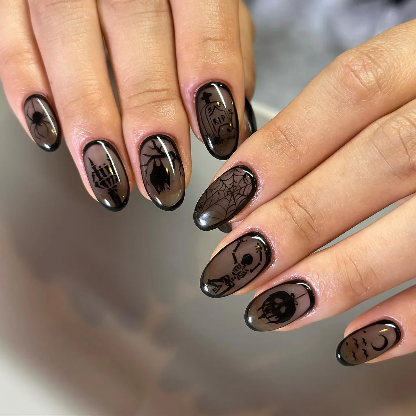 Black Nails with Negative Space