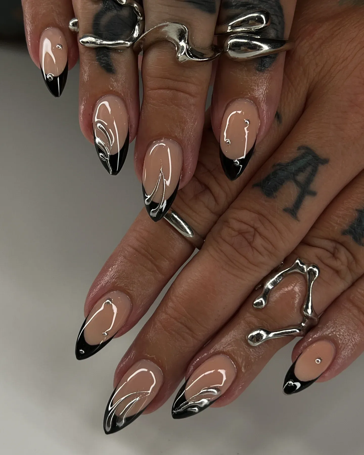 Clear Nails with Black Tips