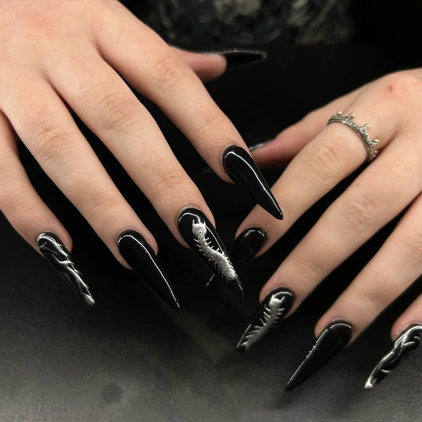 Long Black Acrylic Nails