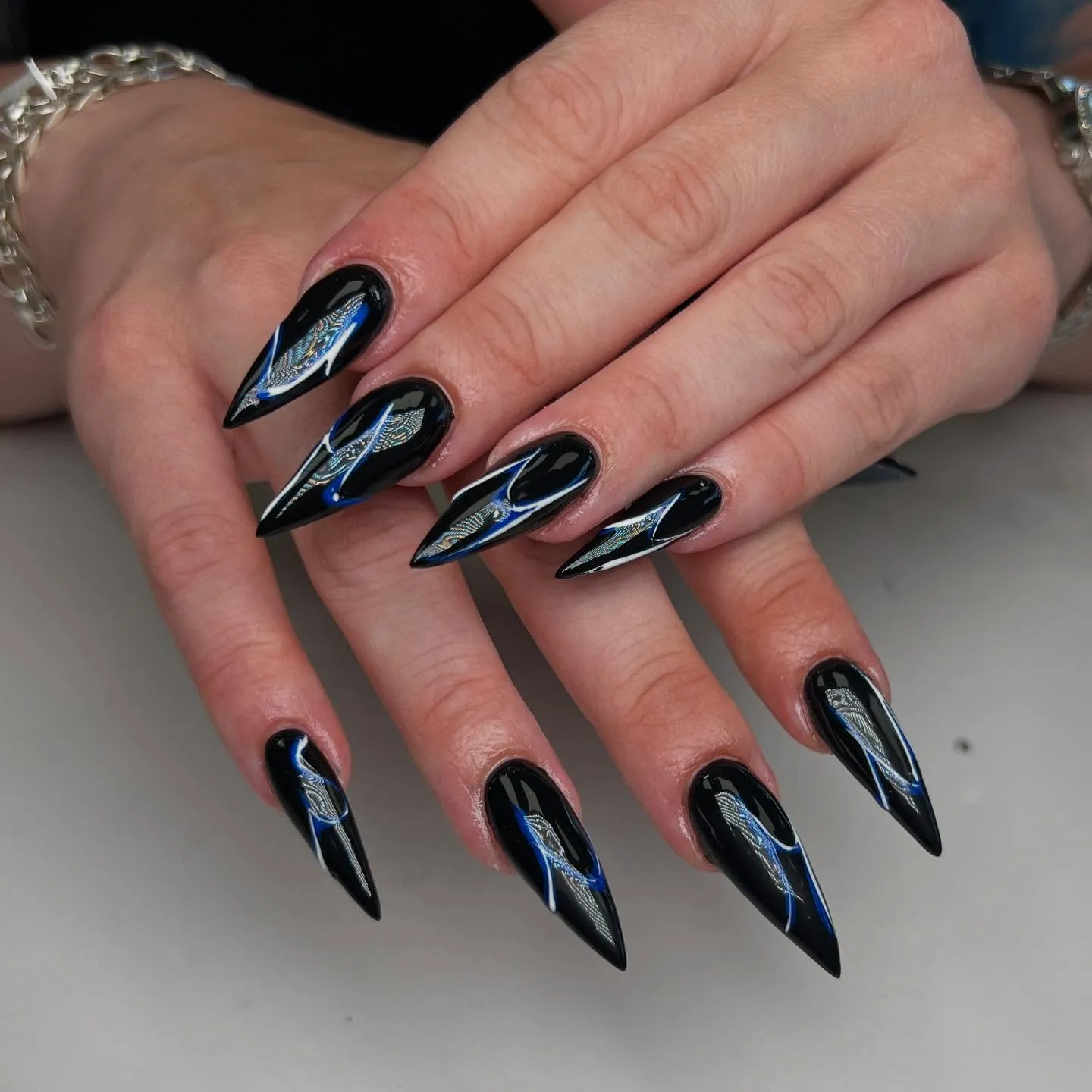 Black Chrome Acrylic Nails