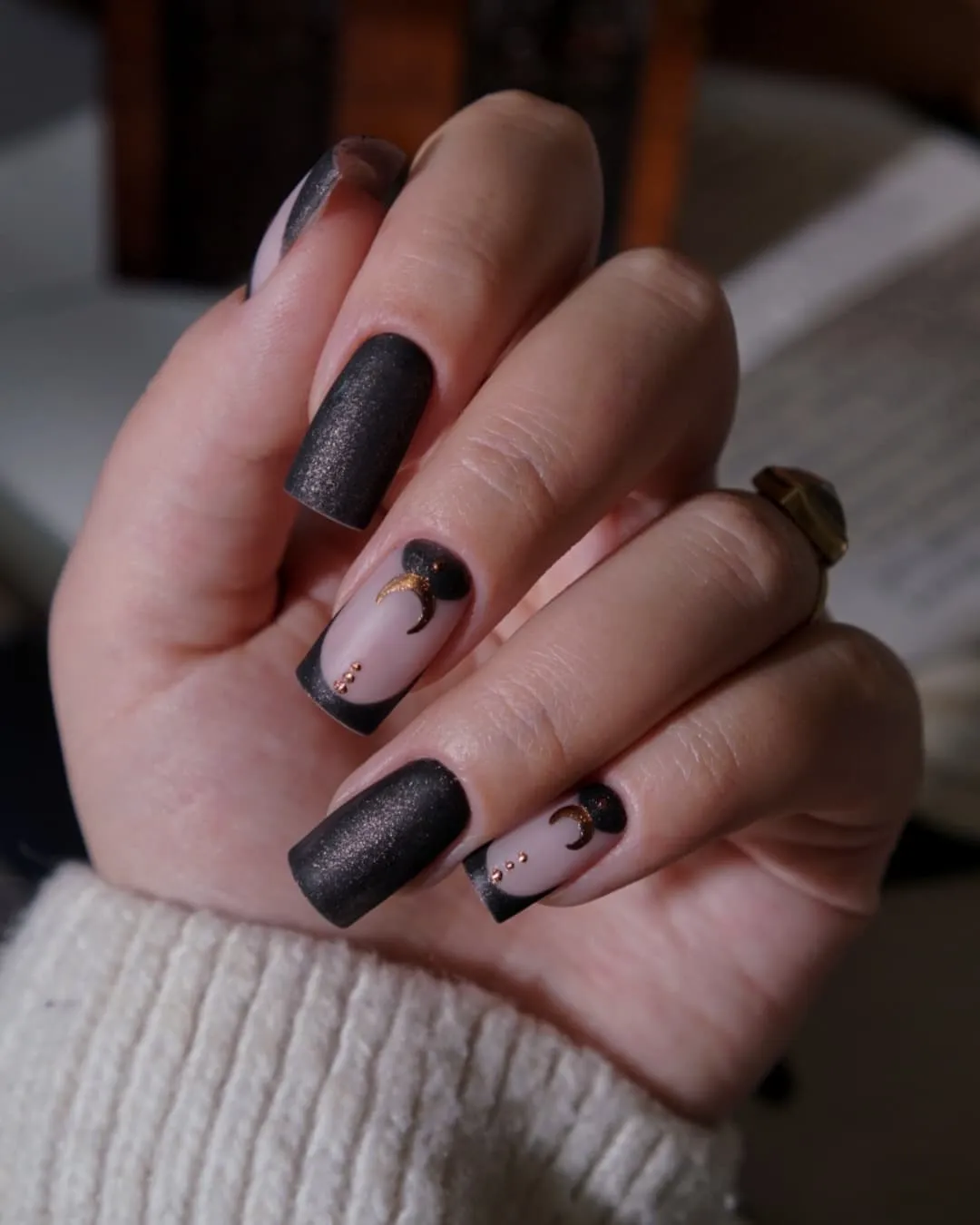 Witchy Moon Phase Nail Art