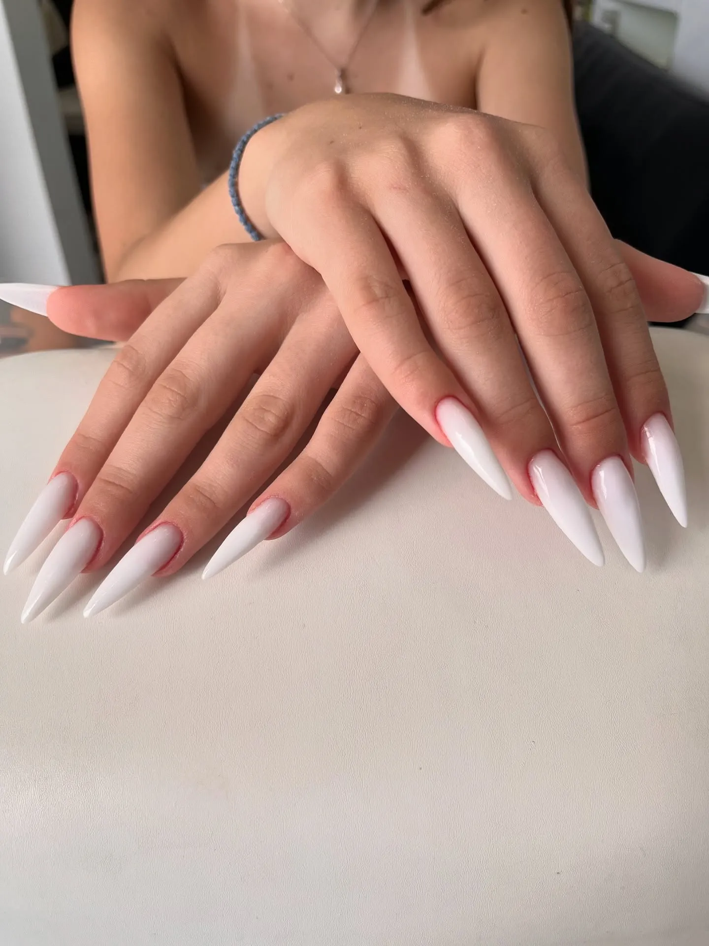 White Long Stiletto Nails