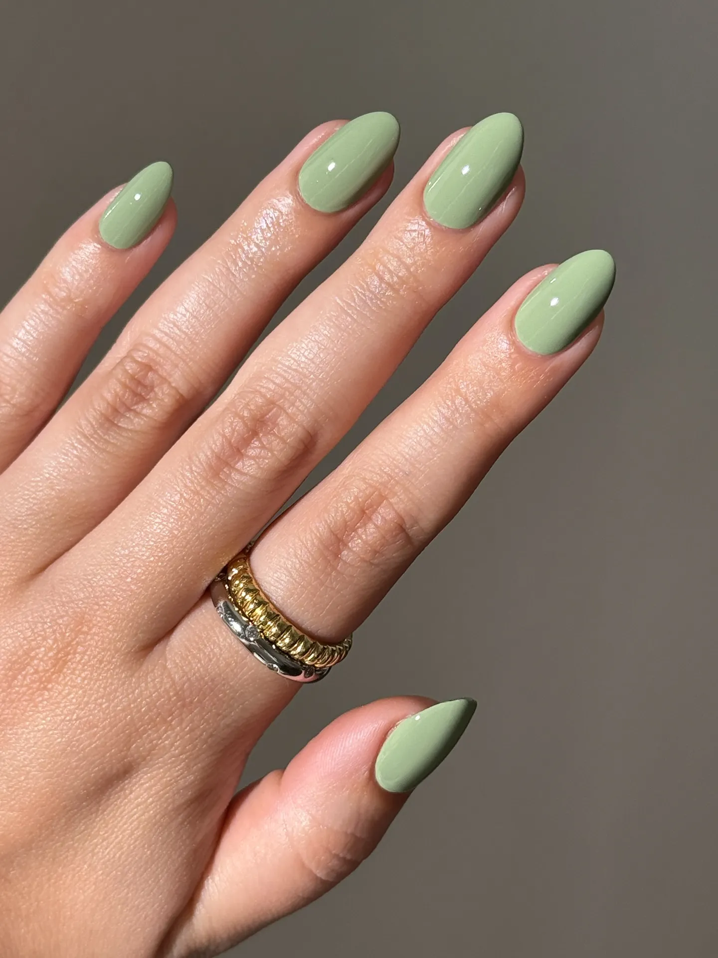 Sage Green Almond Nails