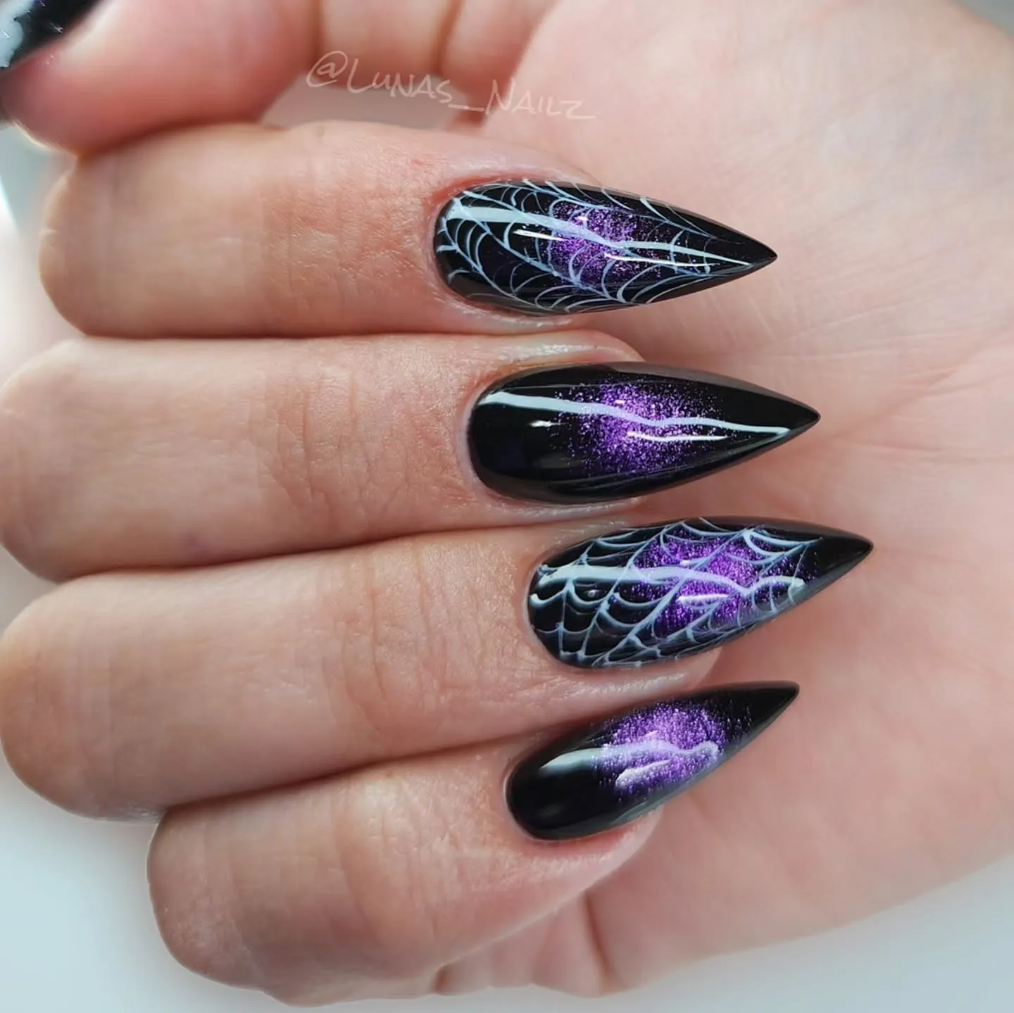 Black and Purple Ombre Stiletto Nails