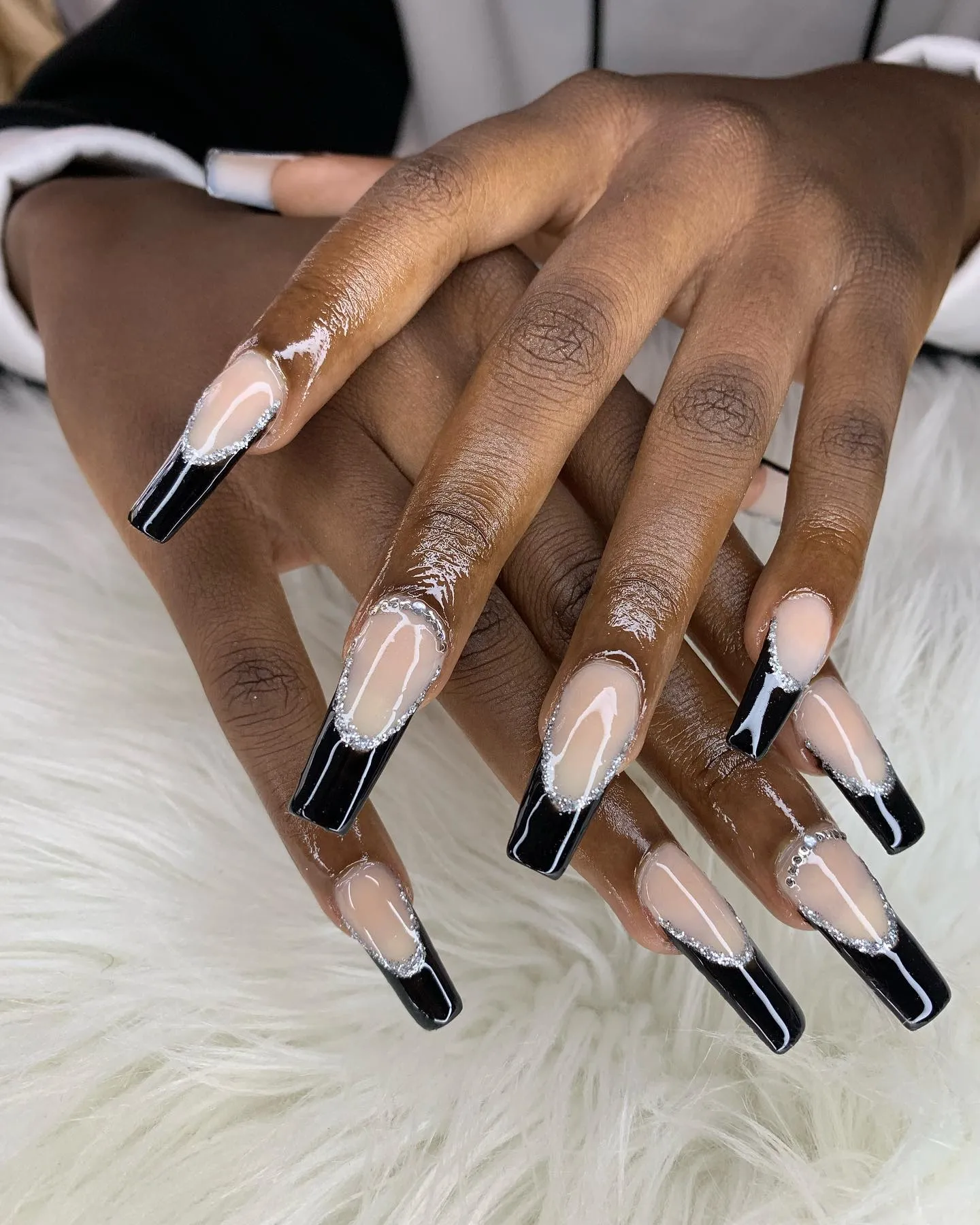 Black Reverse French Nails