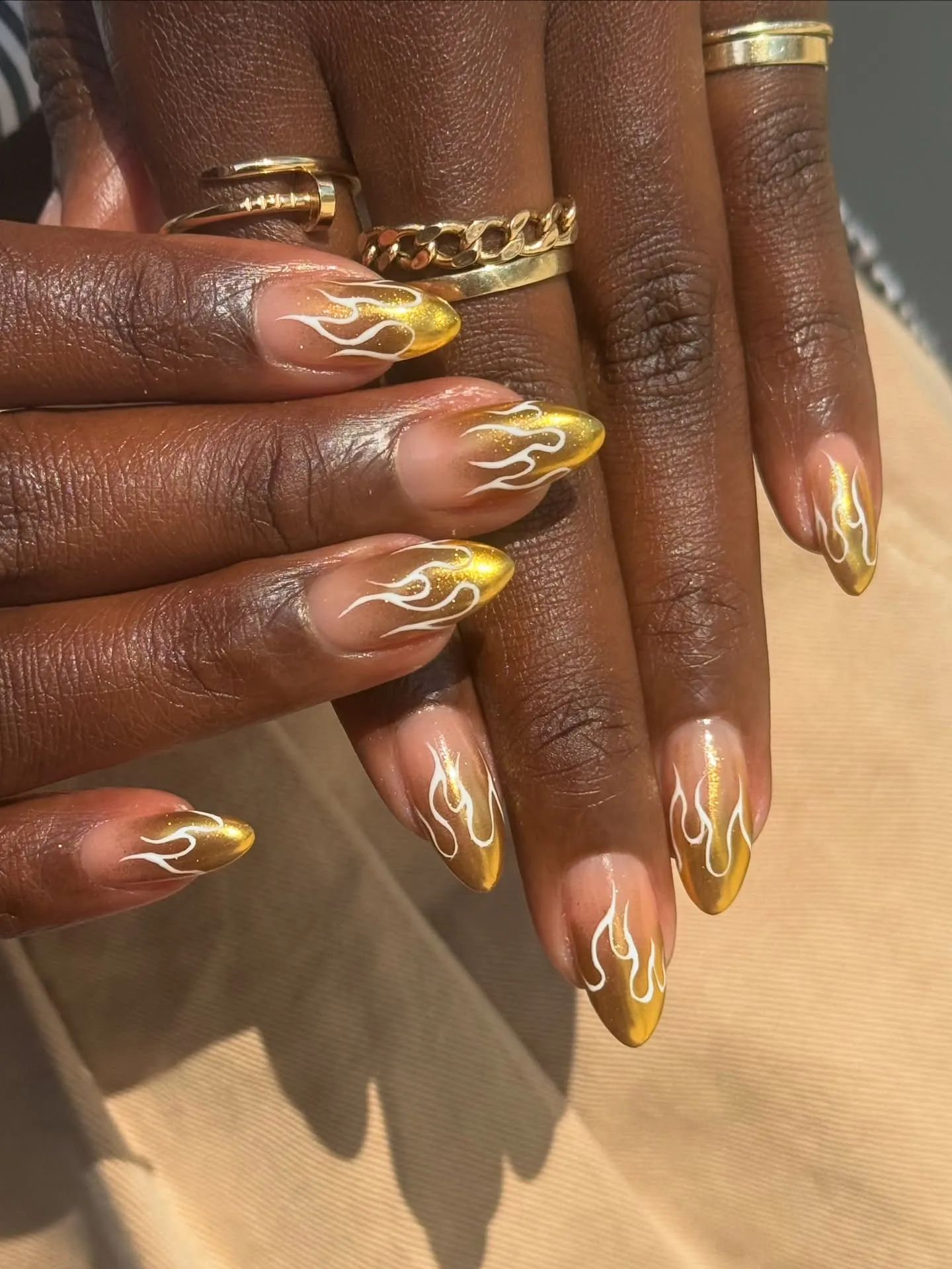 Silver & Gold Flame Nails