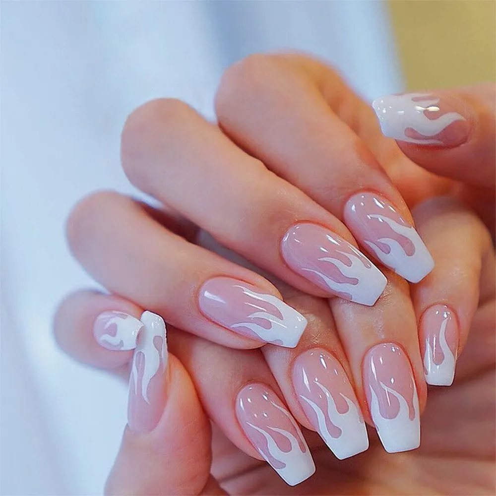 White Hot Flame Nails