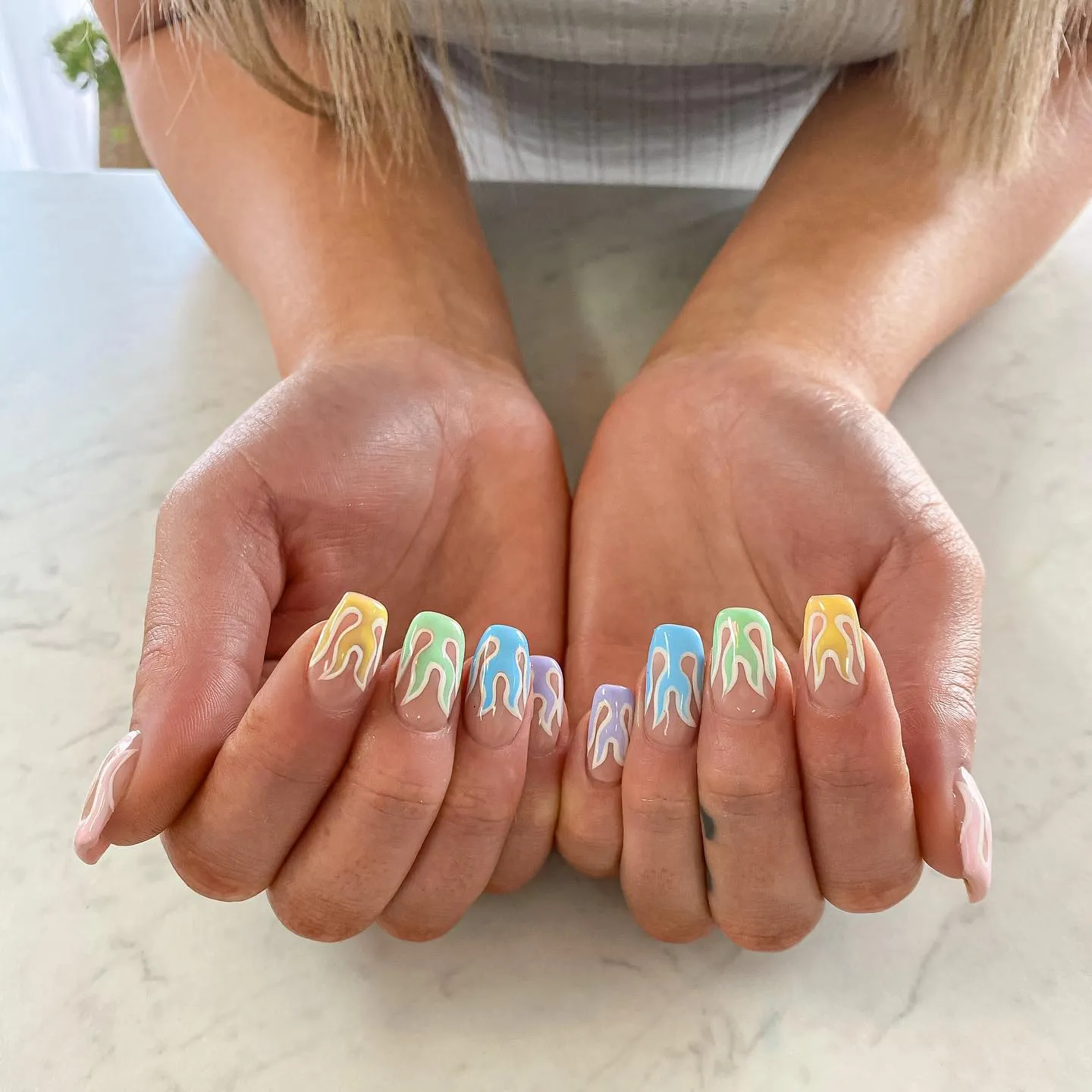 Pastel Flame Nail Art