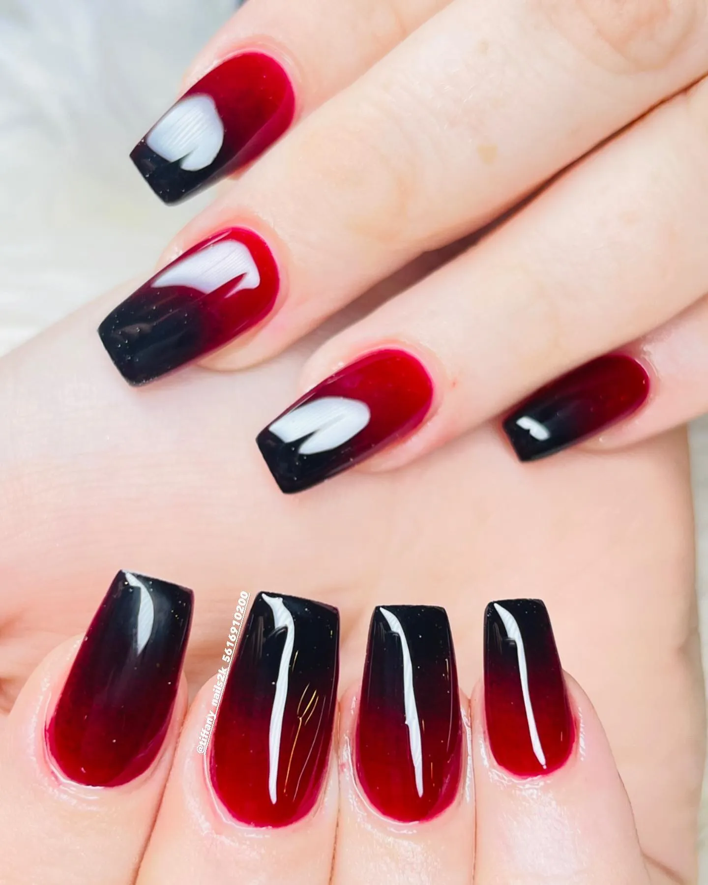 Black and Burgundy Nails