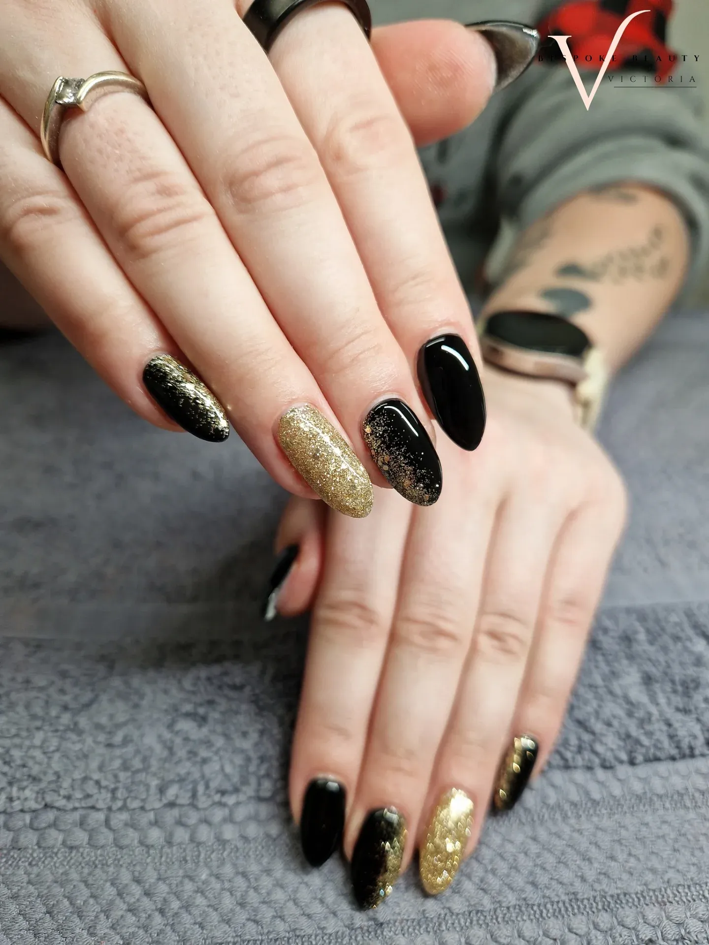 Subtle Floating Gold Flakes Nails