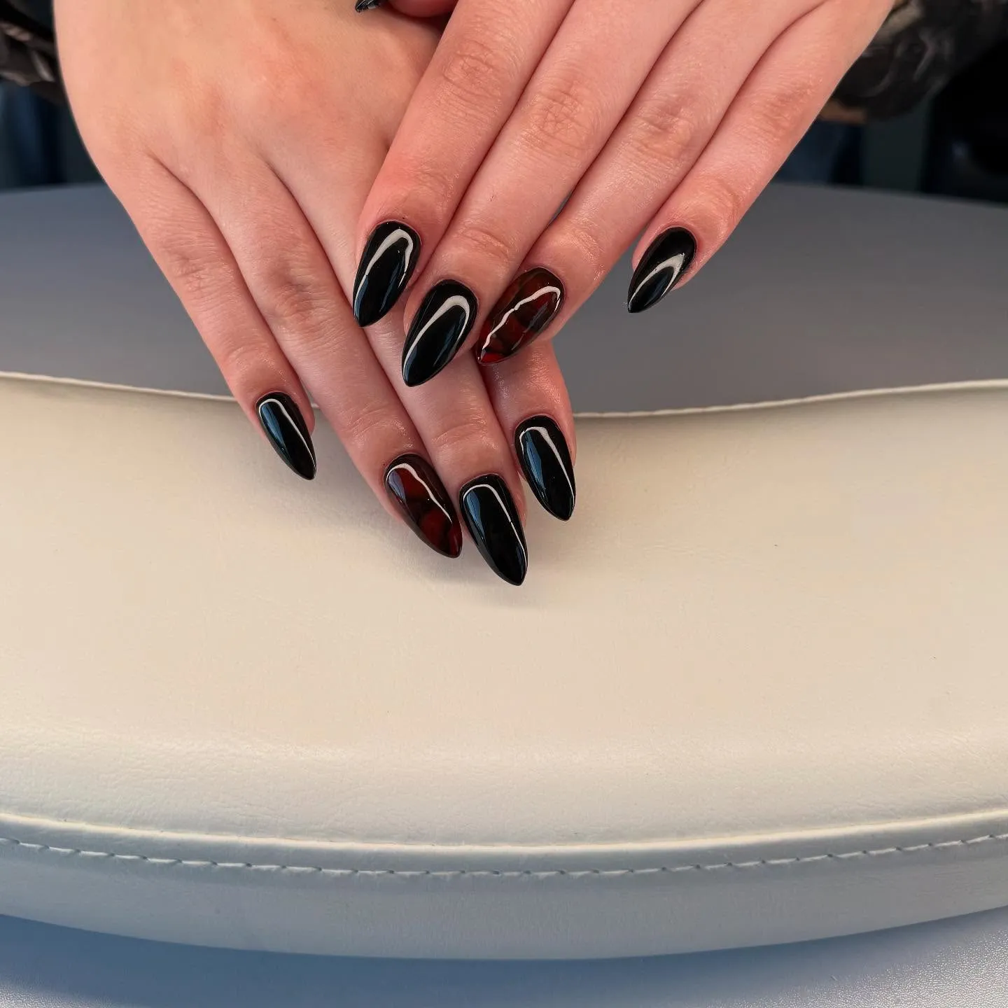 Black And Red Marble Nail Designs