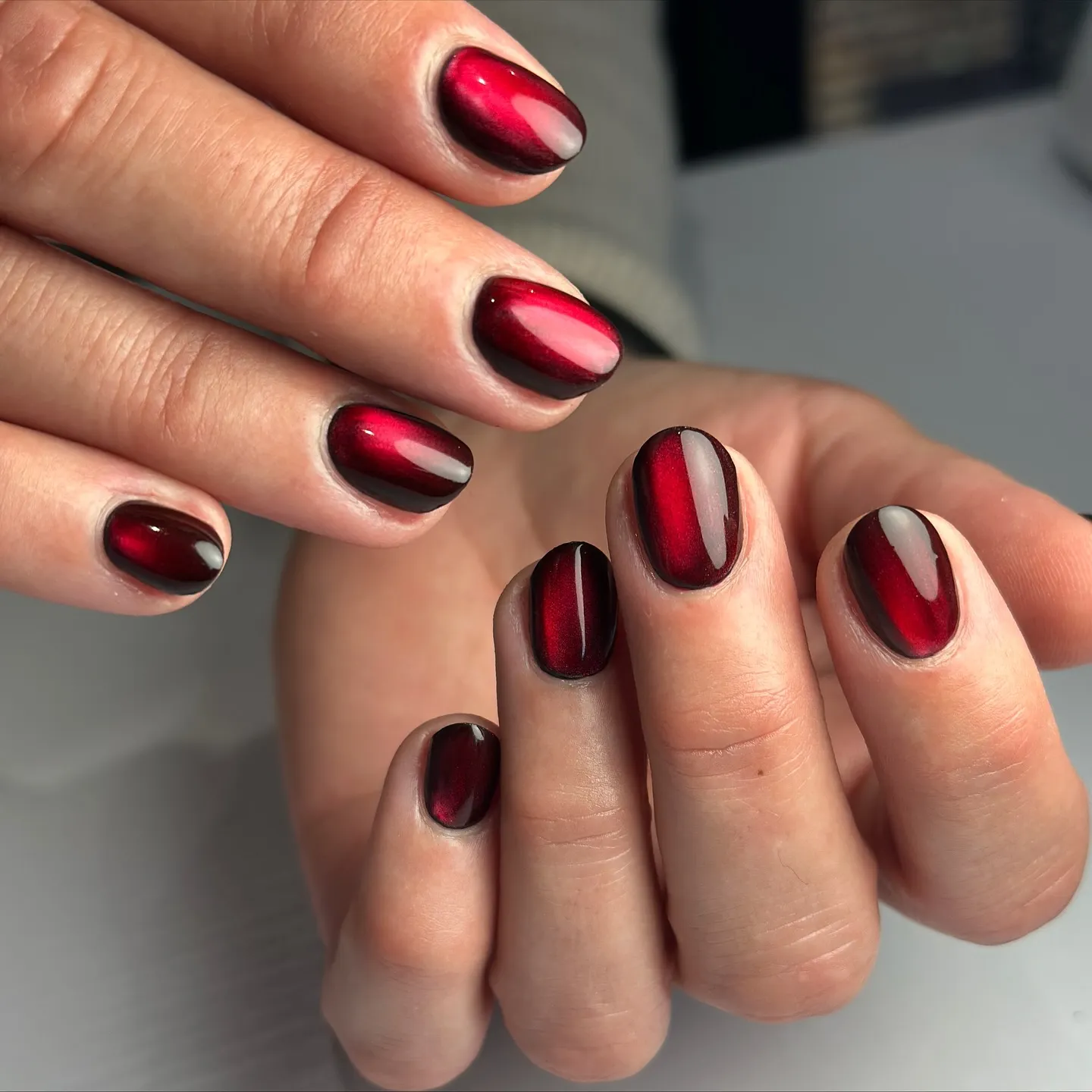 Black And Red Short Nails