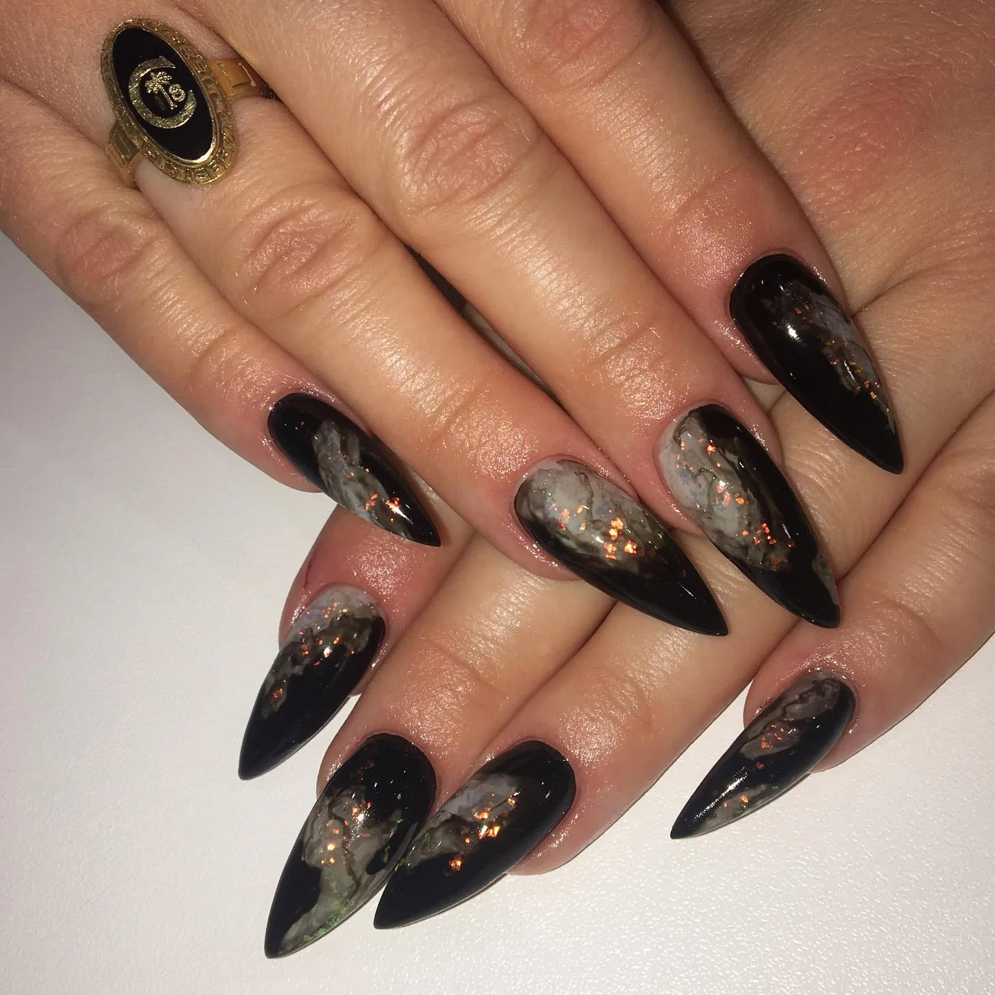 Sharp and Shimmery Opal Stilettos