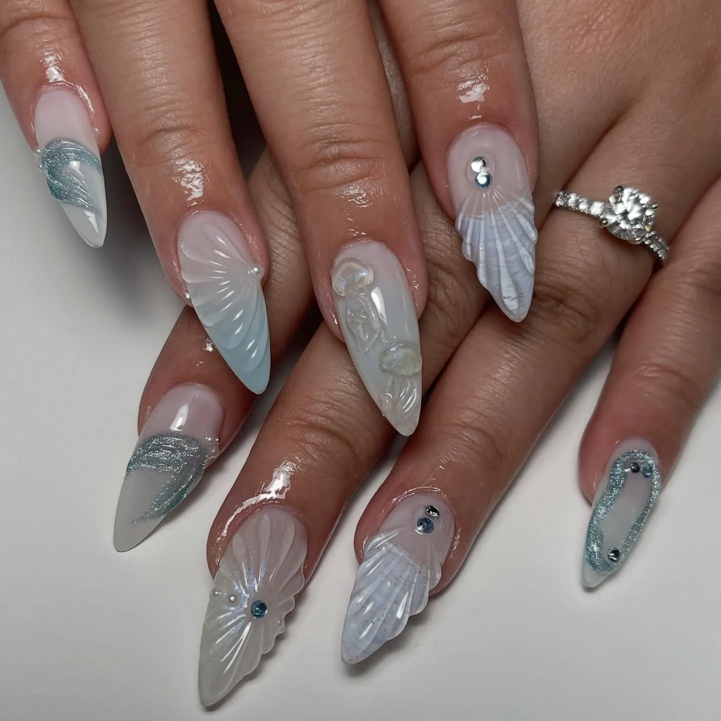 White Jelly Sea Foam Nails