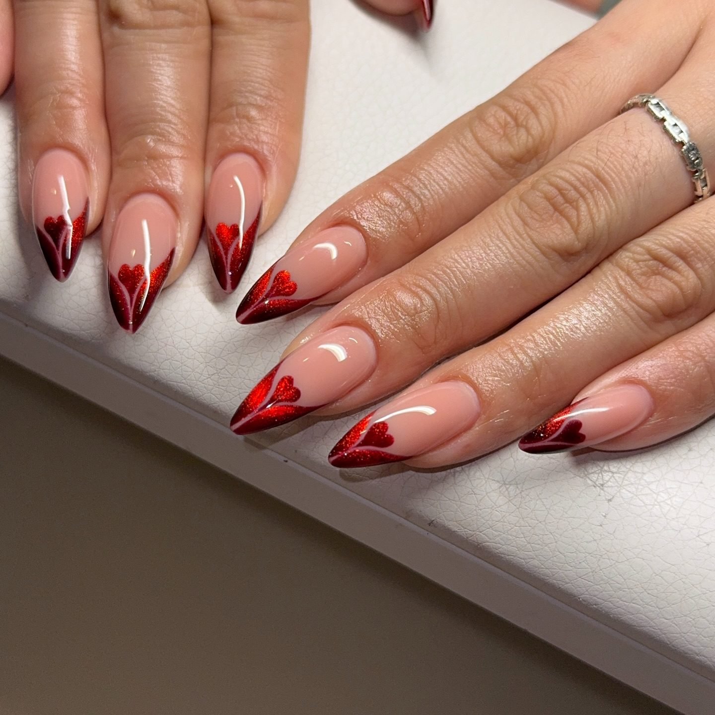 Red Heart French Tip Nails
