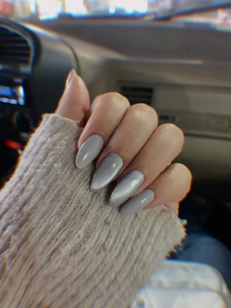 ombre gray shades almond nail set