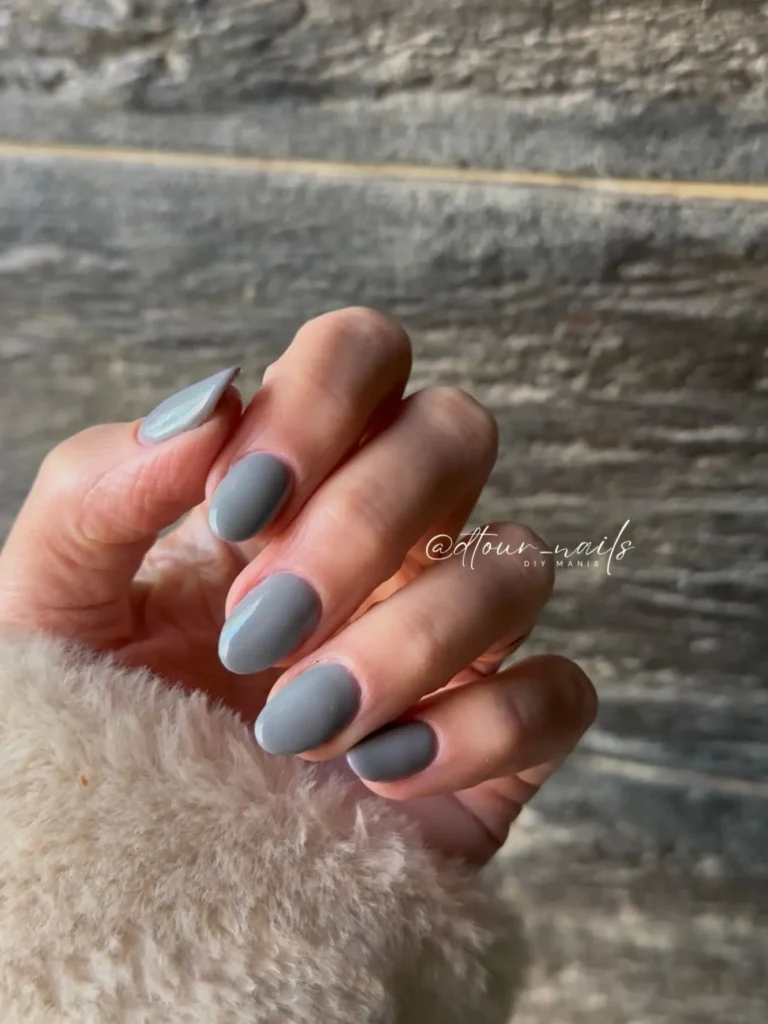 moody matte gray almond nails