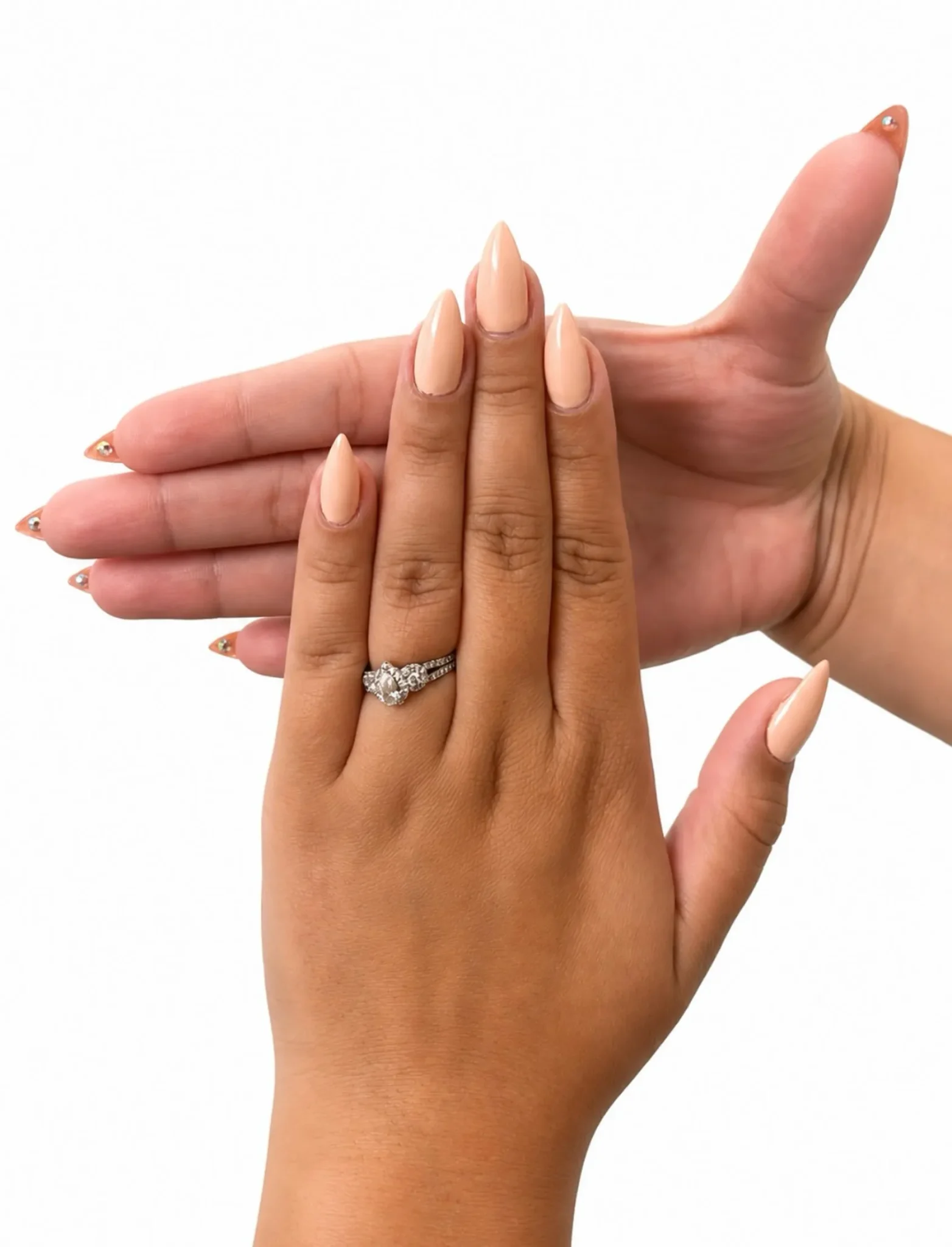 Nude Chrome Almond Nails
