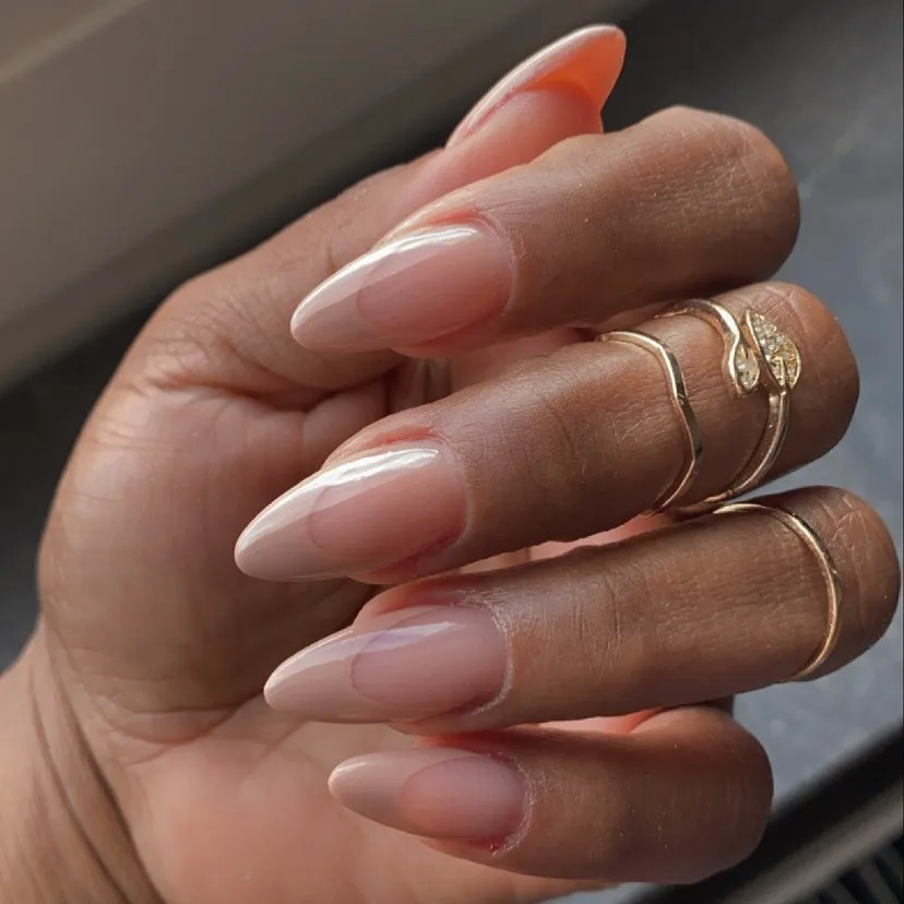 Nude Swirl Almond Nails