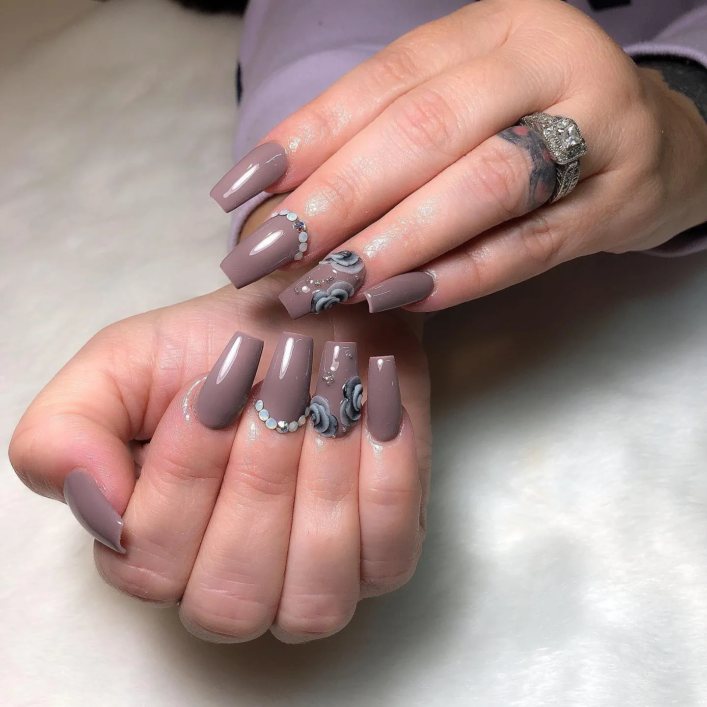 Mauve Coffin Nails