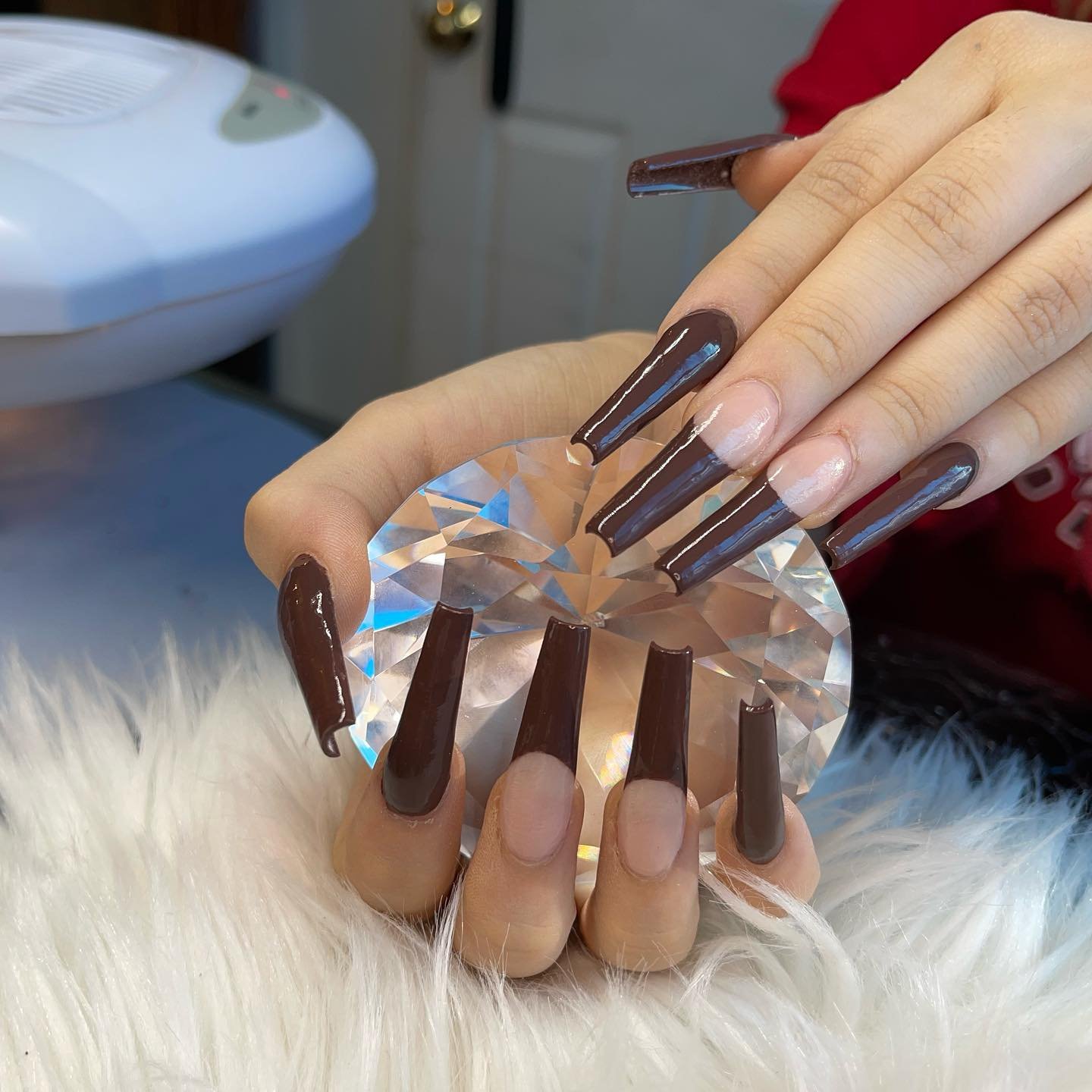 Chocolate Brown Coffin Nails