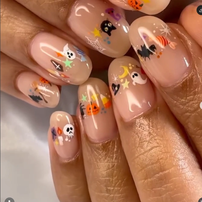 Simple Almond Halloween Nails