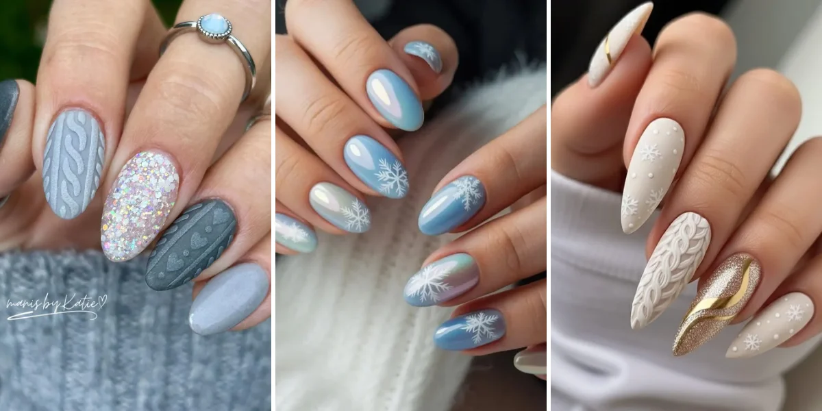 25 Almond Winter Nails Ideas for Cozy and Chic Cold Days