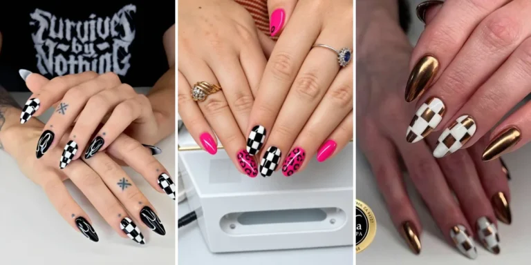 40 Checkerboard Nails Ideas From Classic Black and White to Colorful