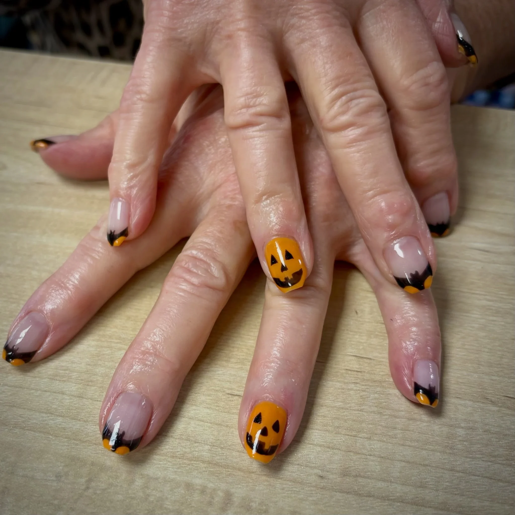 Pumpkin French Tip Halloween Nails