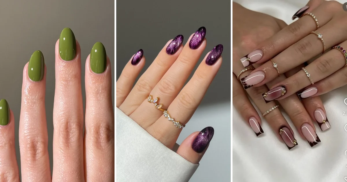 39 Fall Nail Designs: Cozy Autumn Colors, Leaves and Pumpkin Art collage
