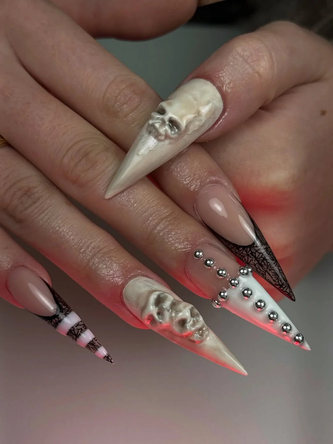 Gold Foil Skull Nail Design Gold Foil Skull nail design idea
