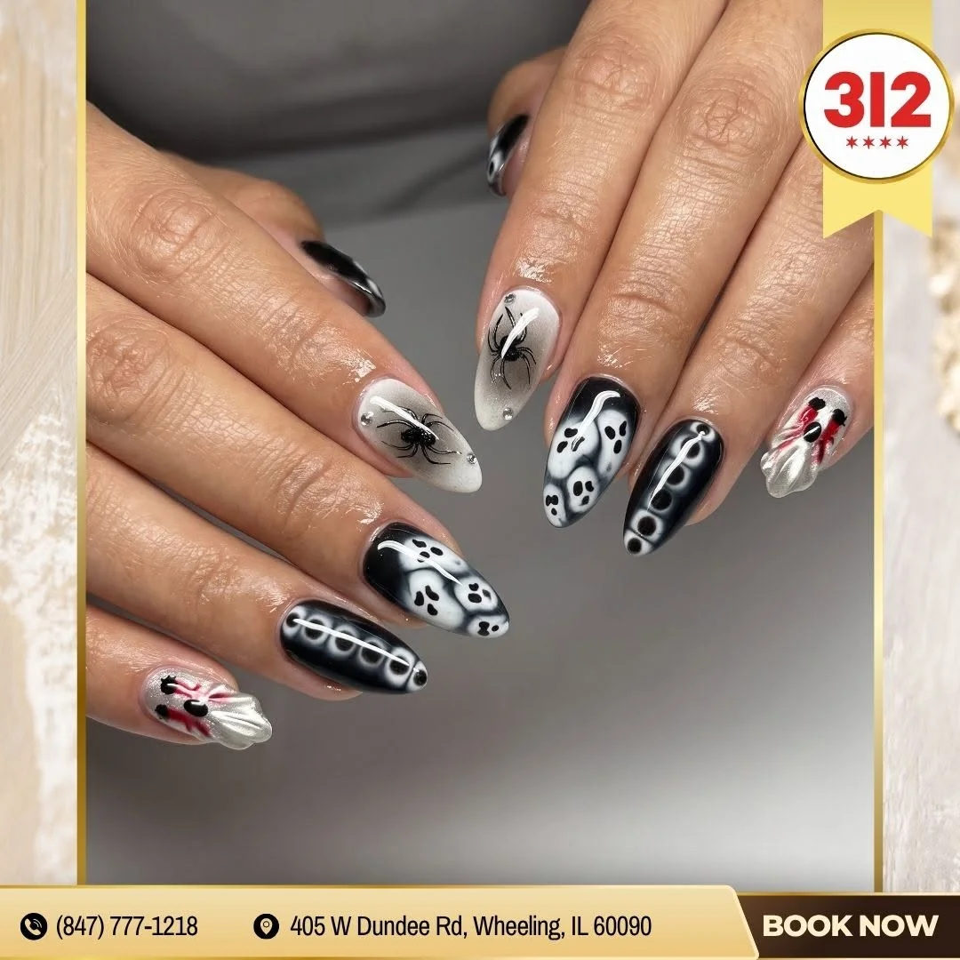 Black White Web Nail Design Black White Web nail design idea