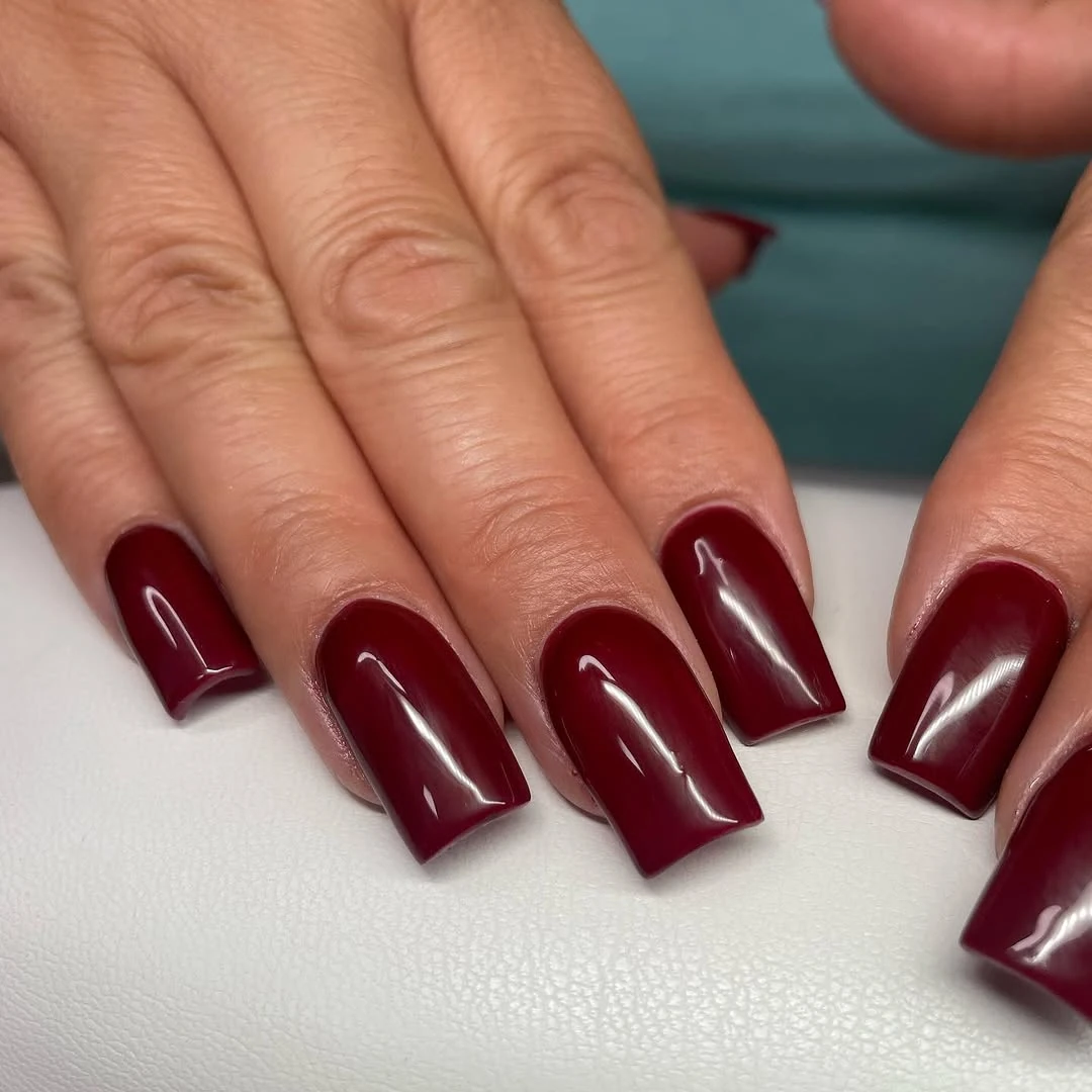 Glossy Burgundy Square nail design idea