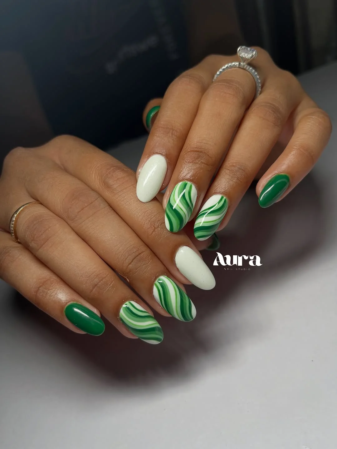 Green Marble Swirl Nail Design Green Marble Swirl nail design idea