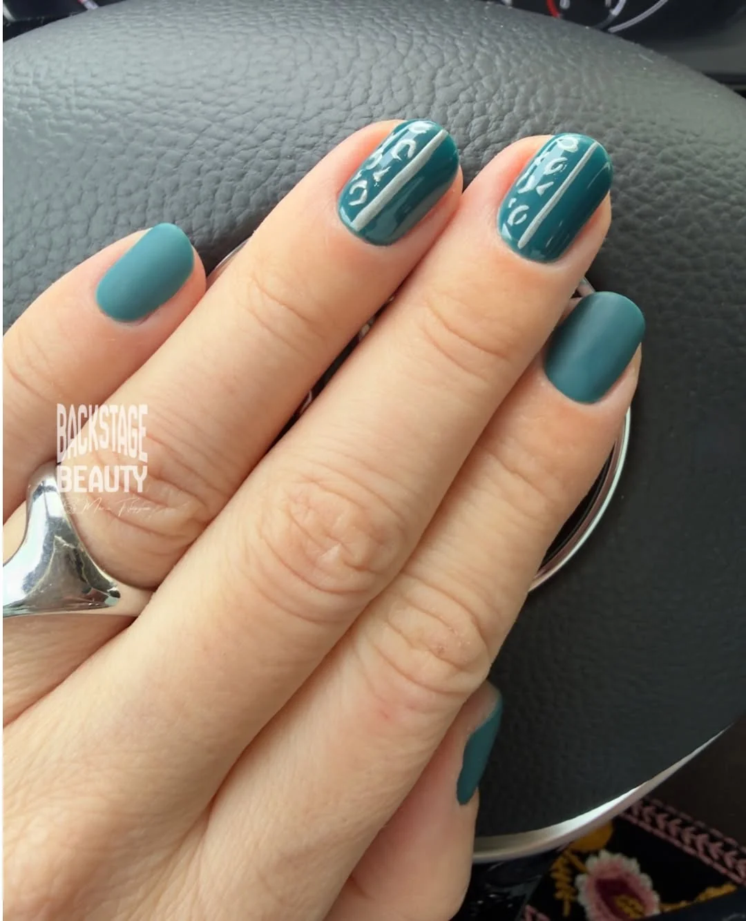 Matte Teal Nail Design Matte Teal nail design idea