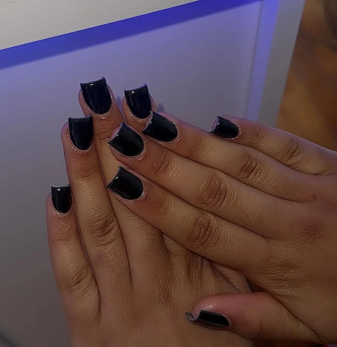 Black Tip Short nail design idea