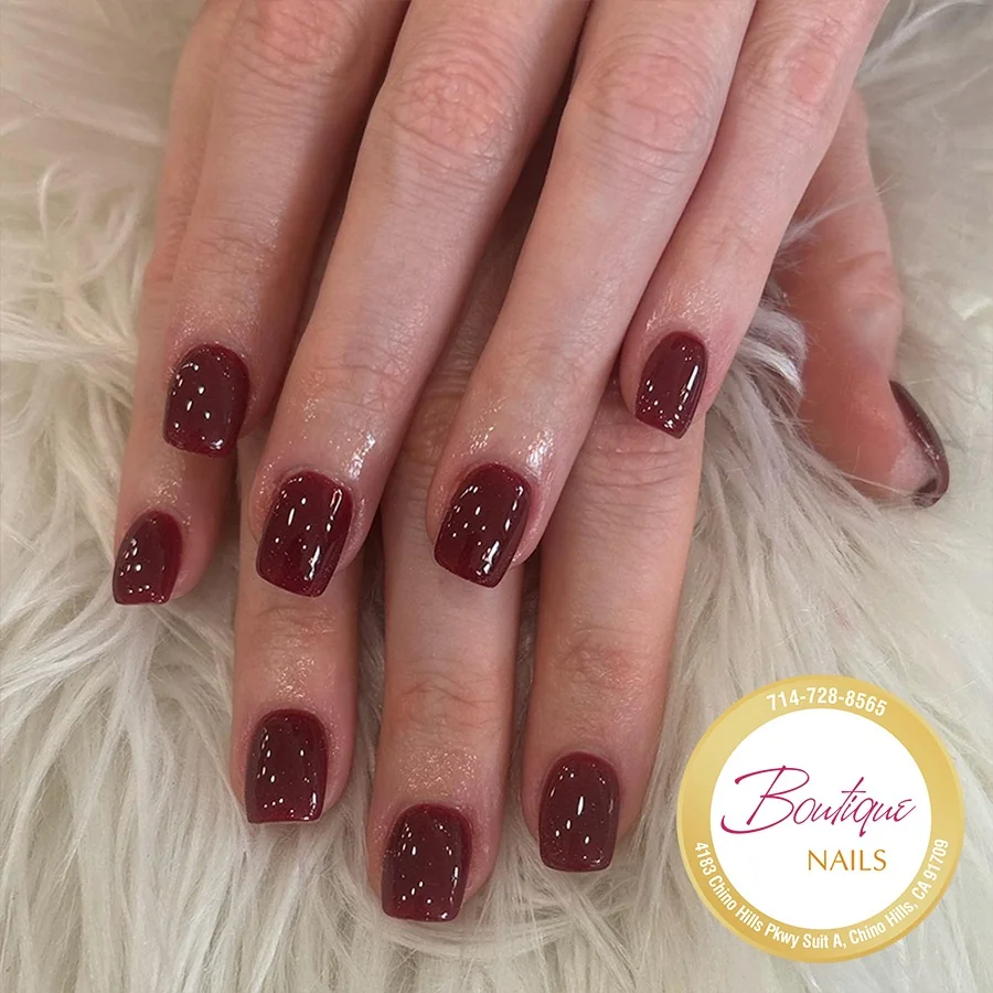 Burgundy Glitter Square Nail Design Burgundy Glitter Square nail design idea