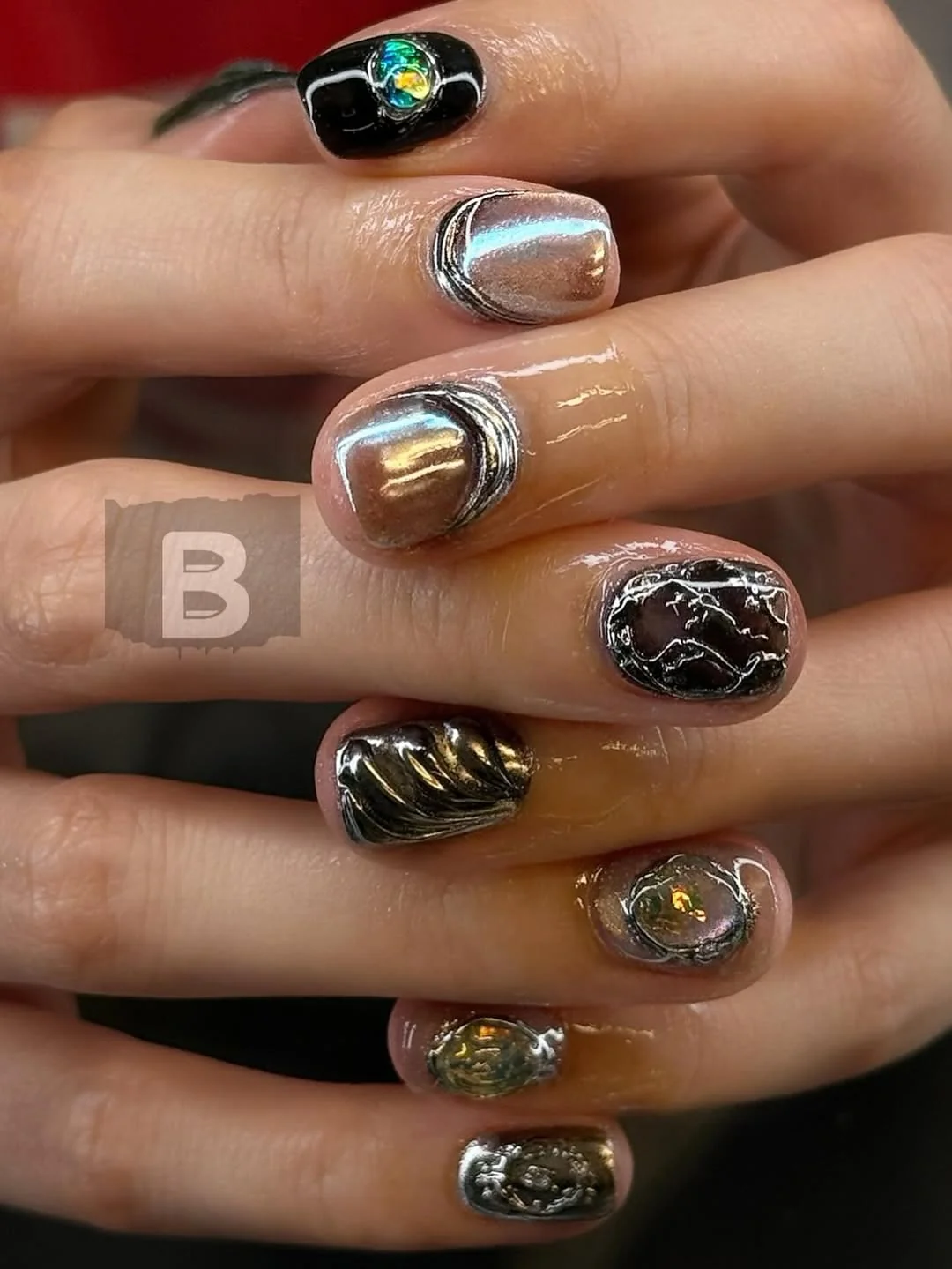 Black Chrome Art Nail Design Black Chrome Art nail design idea