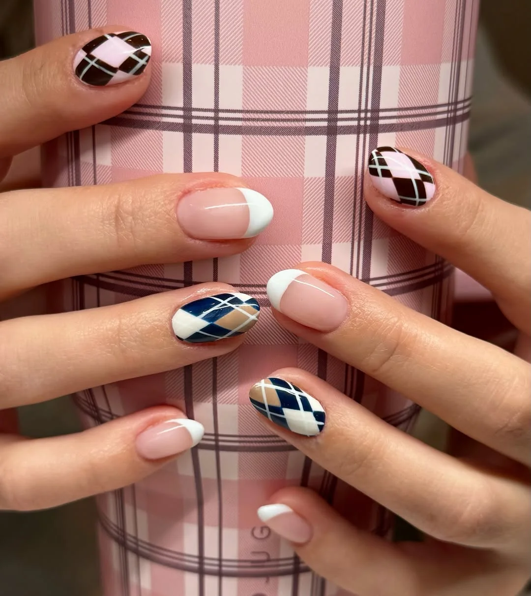 Argyle French Nail Design Argyle French nail design idea