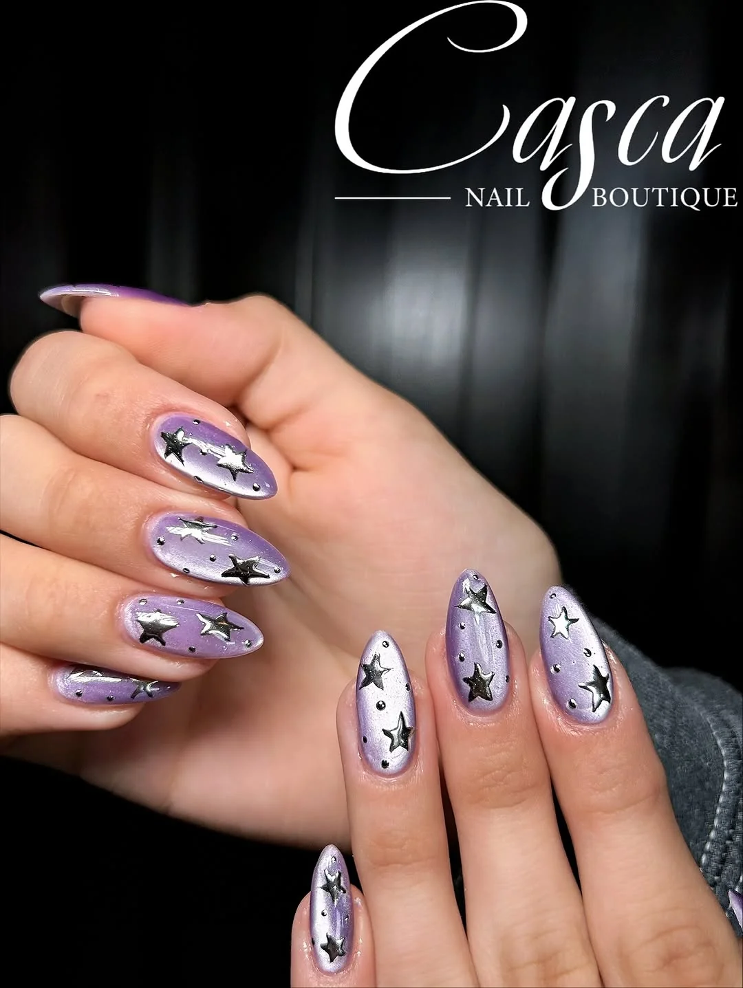 Purple Bat Short nail design: purple lilac bats abstract short