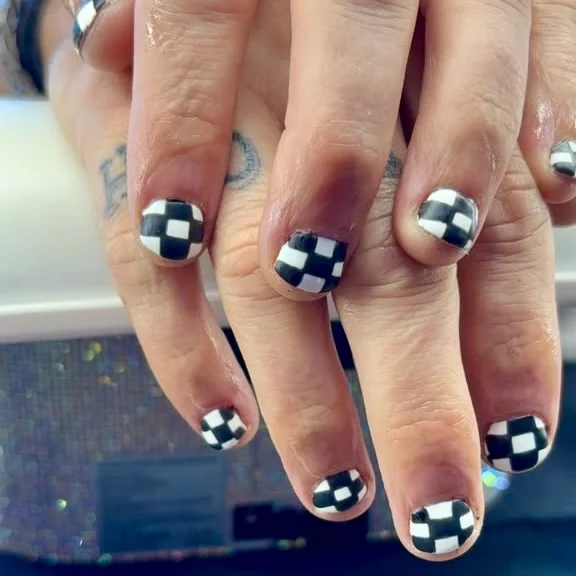 Short Checker Set Nail Design Short Checker Set nail design idea