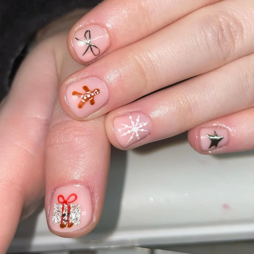 Gingerbread Short Nail Design Gingerbread Short nail design idea