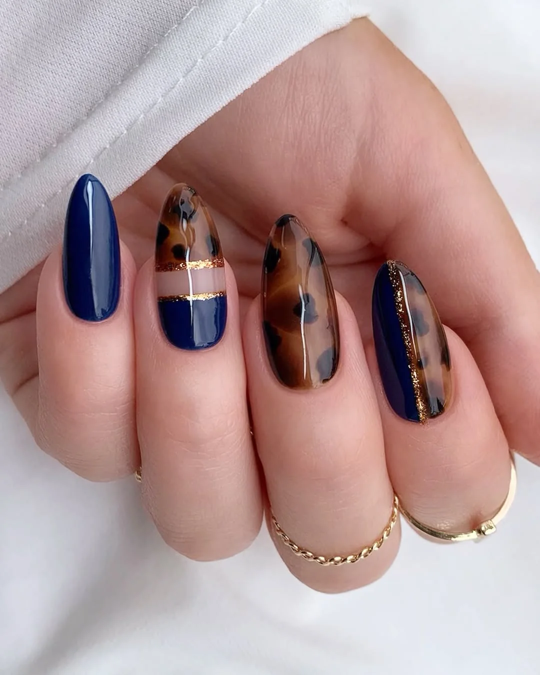 Blue Yellow Plaid Nail Design Blue Yellow Plaid nail design: navy tortoise plaid short